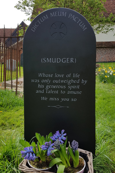 Black slate gravestone