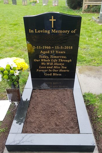 Gold lettering gravestone